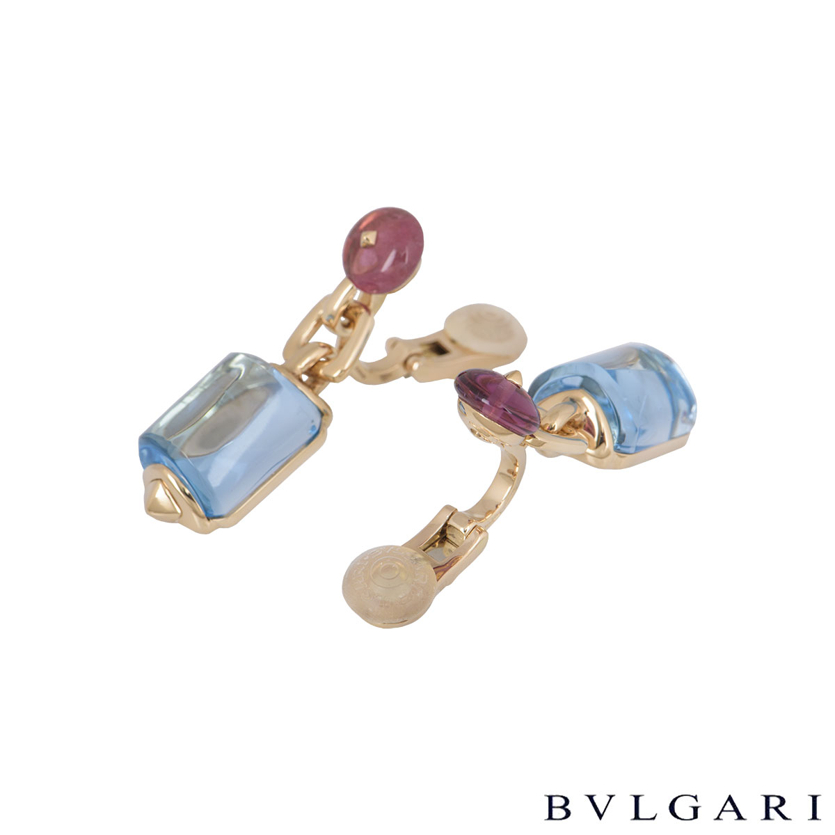 Bvlgari Rose Gold Amethyst And Aquamarine Earrings | Rich Diamonds